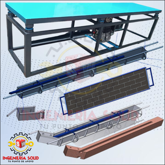a PLANOS PARA FABRICAR MESA VIBRADORA, PLACA TIPO LADRILLO, POSTE H Y CARRETA
