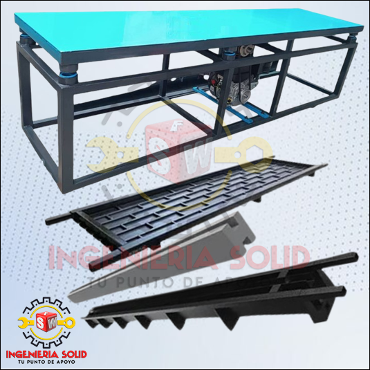 a PLANOS PARA FABRICAR MESA VIBRADORA, PLACA TIPO LADRILLO, POSTE H Y CARRETA